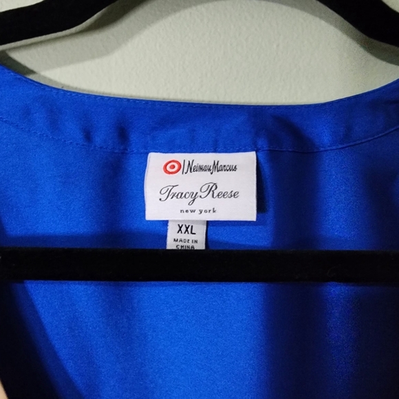 Tracy Reese for Neiman Marcus top royal blue plus size XXL sequin blouse - Picture 9 of 11